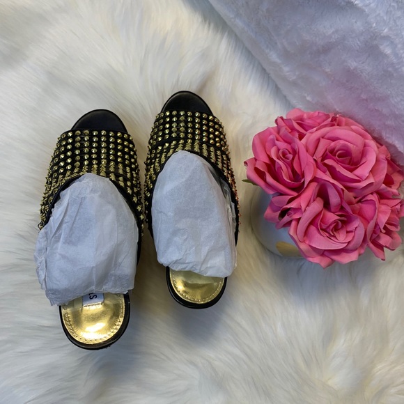 Steve Madden Luccious Black Multi Mule Wedges - Picture 6 of 16